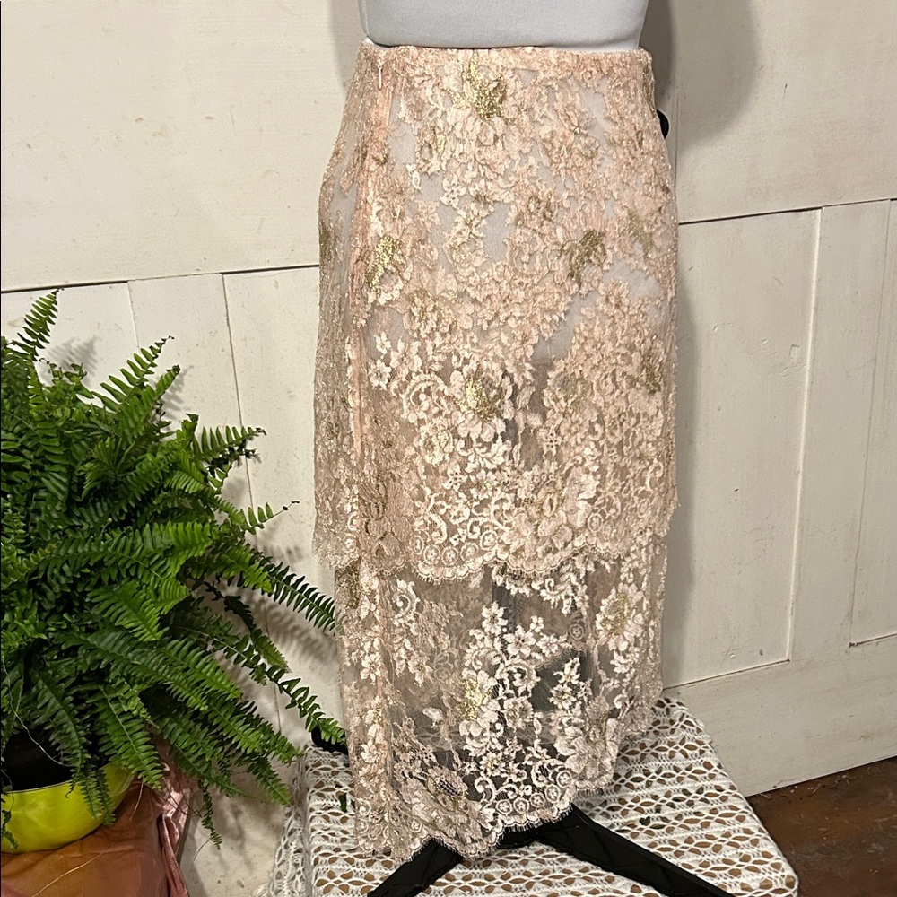NWT Judy Zhang Lace Tiered Skirt Size 4 Boutique Designer Luxury Contemporary